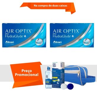 Air Optix Plus Hydraglyde com Kit Renu Fresh